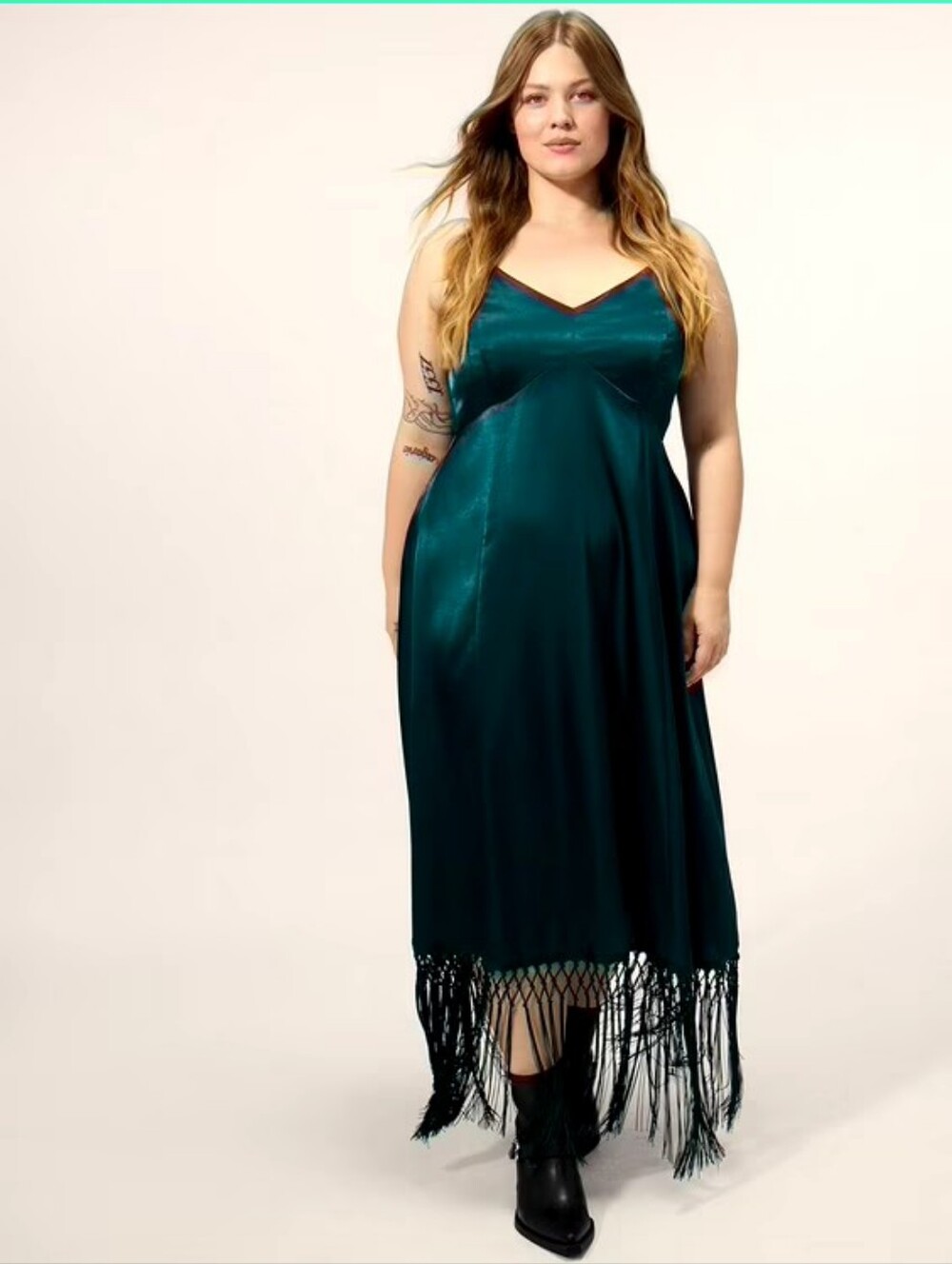 Torrid Festi Green Maxi Dress with Fringe Detail Women's Plus Size 2X NWT